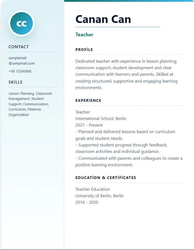 Auckland CV template preview