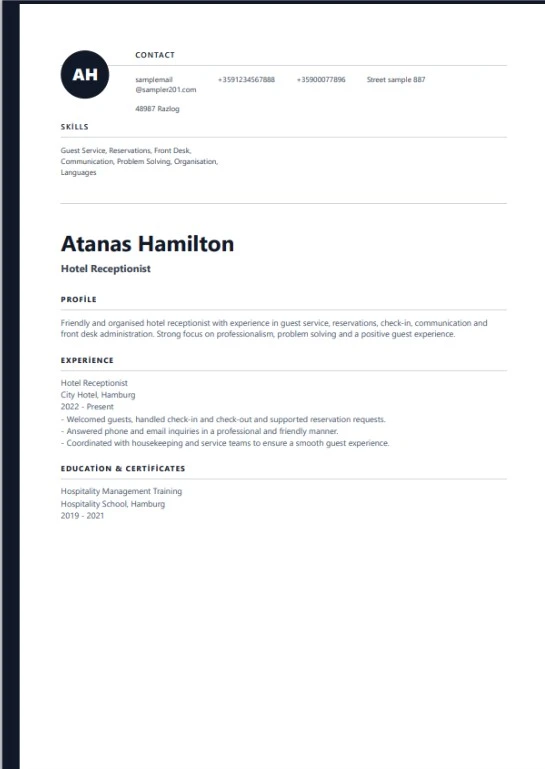 Princeton CV template preview